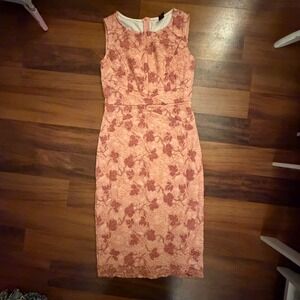 Vfshow Lace Floral Sheath Dress Coral Pink Sleeveless Business Casual Size S